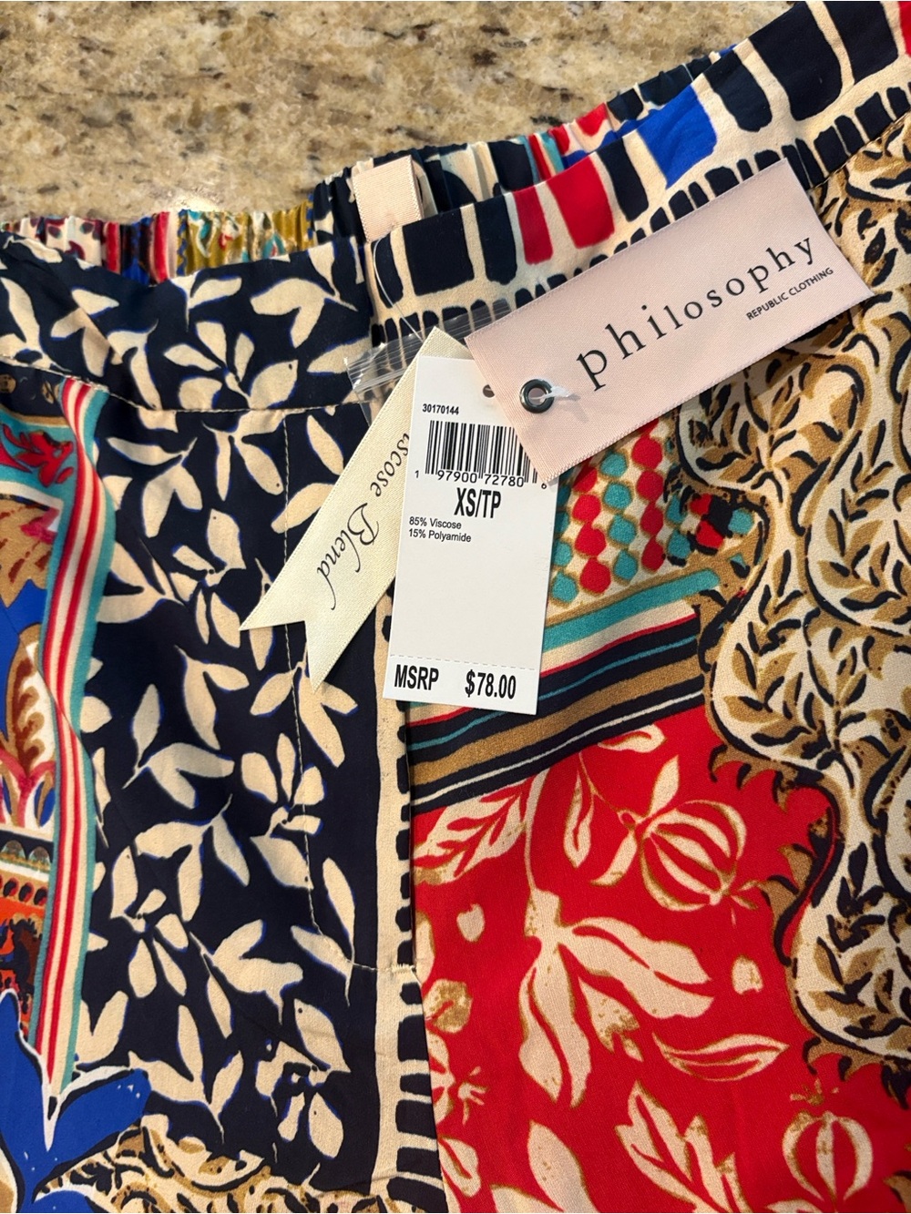 Philosophy | Patchwork Printed Pant with Pockets - Picture 7 of 16